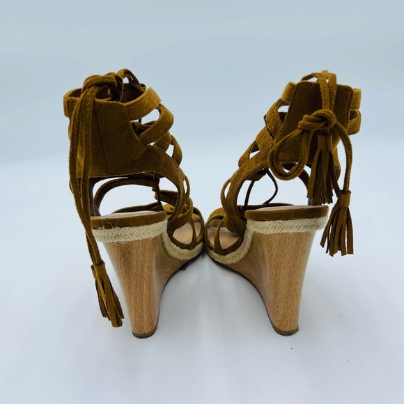 Indigo Rd Medium Brown Multi Strap Tassel Haylei Wedge - Picture 6 of 7